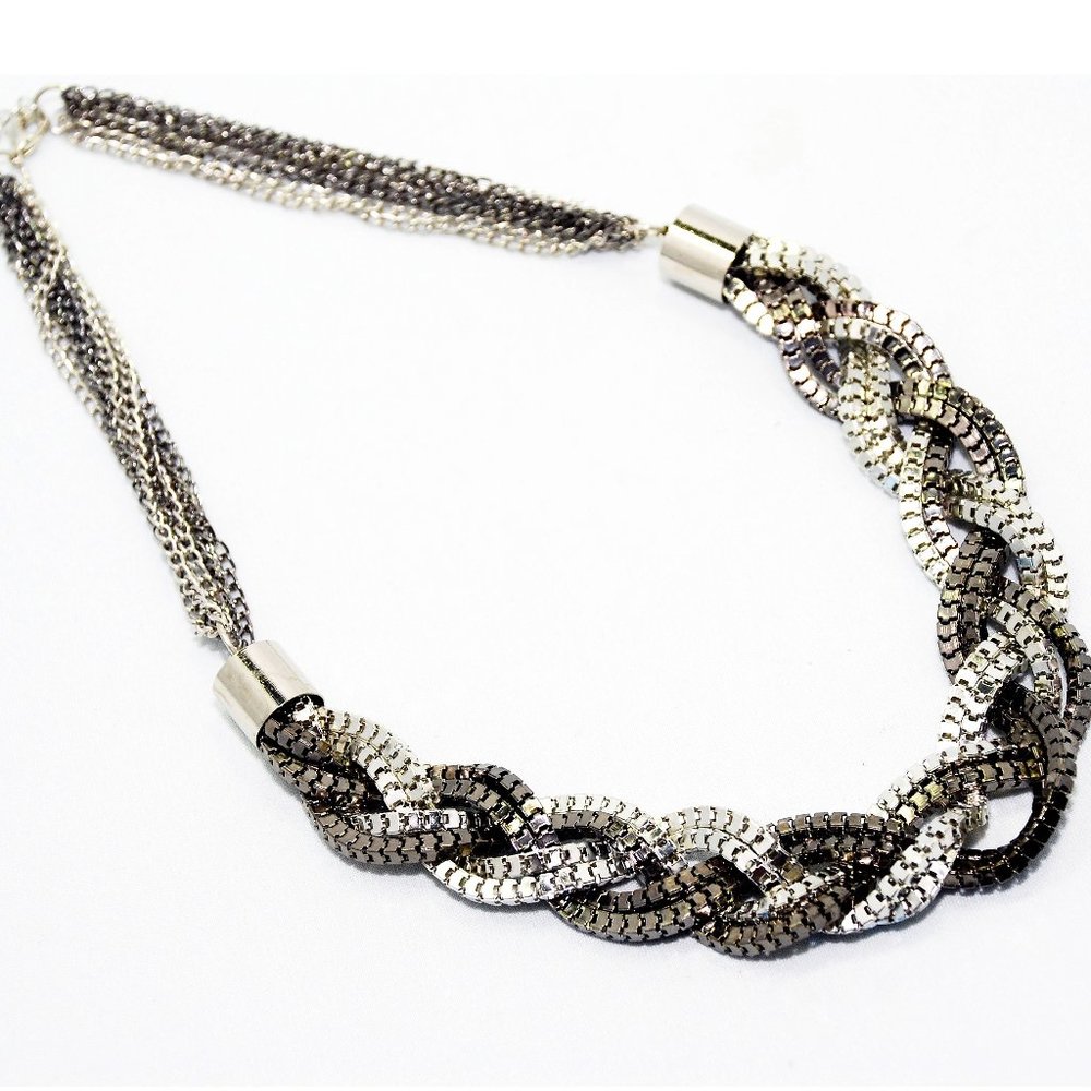 Lanz 2 Color Chain Braided Necklace
